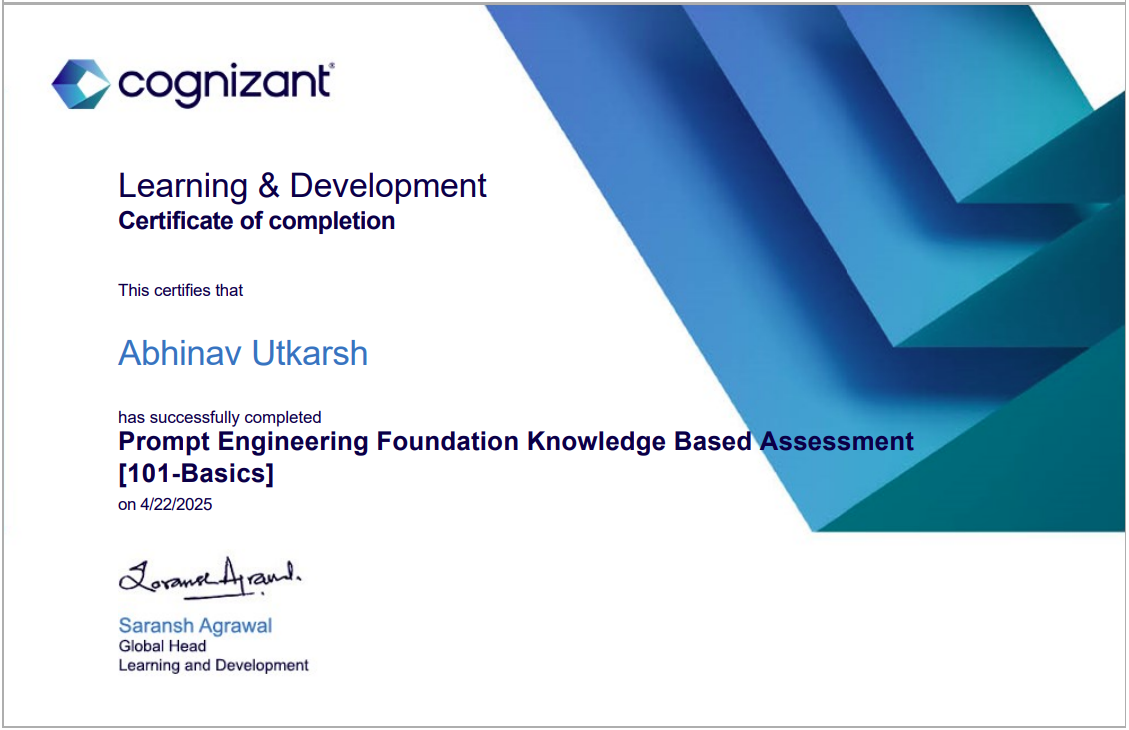 Cognizant Certificate 1