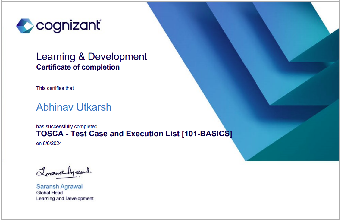 Cognizant Certificate 11
