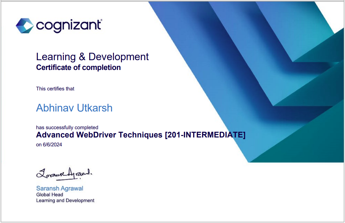 Cognizant Certificate 2