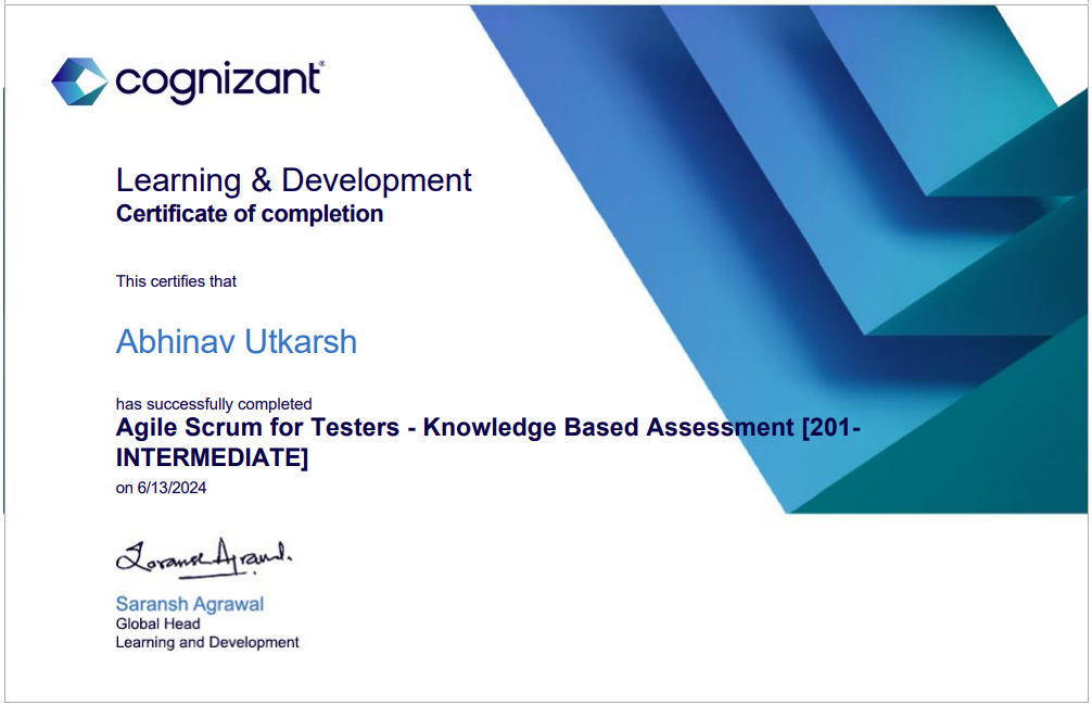 Cognizant Certificate 3