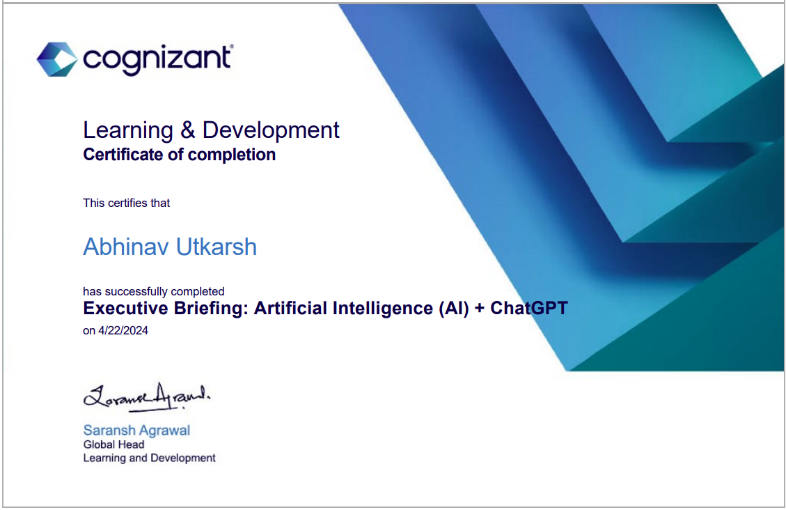 Cognizant Certificate 5