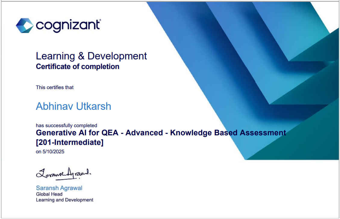 Cognizant Certificate 6