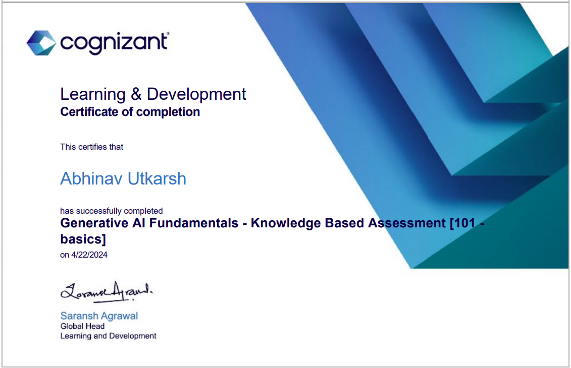 Cognizant Certificate 7