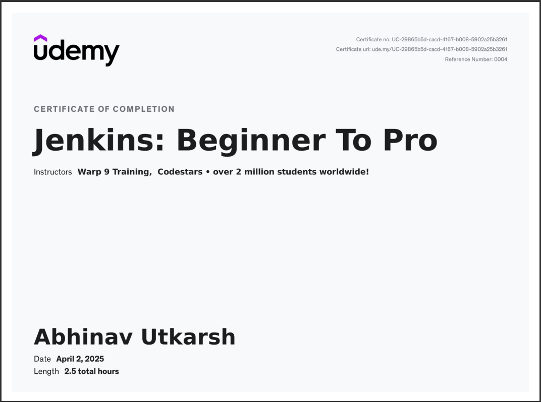 Udemy Certificate 1